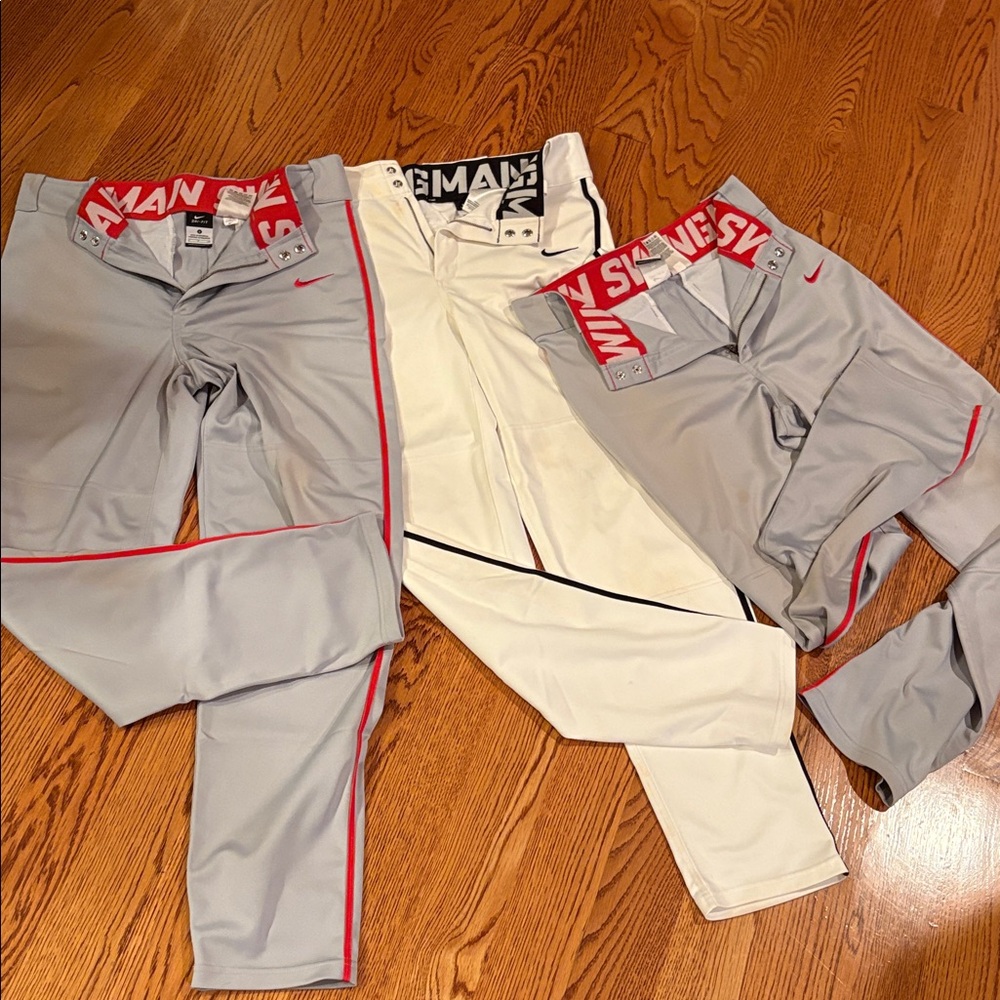 Lot 3 Nike Swingman baseball pants men’s small gray white excellent